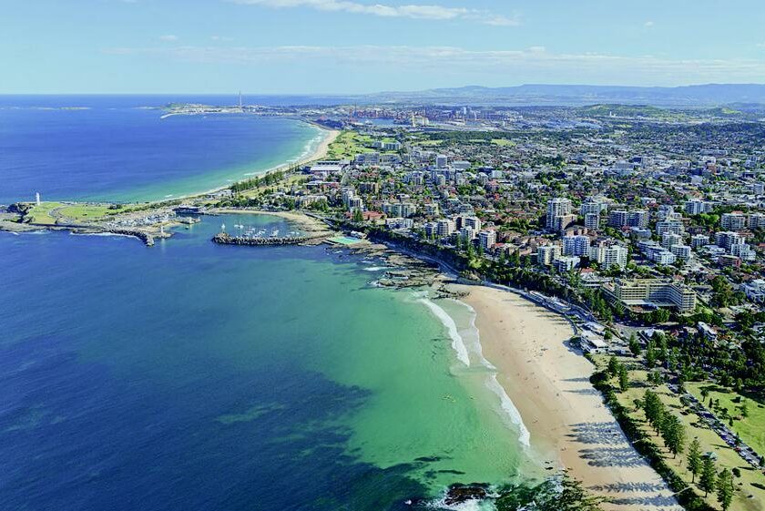 Aerial shot showing Wollongong clean and free from rubbish as it has been removed