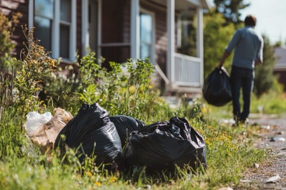 person removing rubbish from home on same day as being called