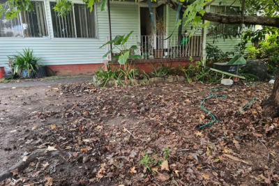 Front yard after rubbish has been taken away